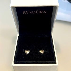 Pandora heart shaped silver stud earrings